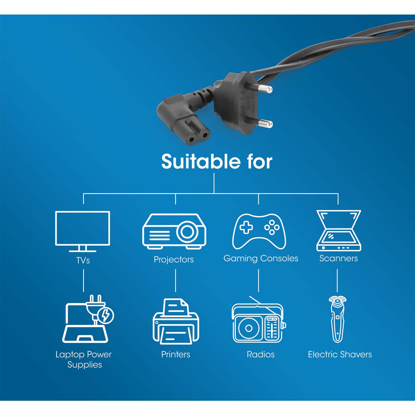 Angled EU Power Cable C7 to CEE 7/16, 3 m Image 7