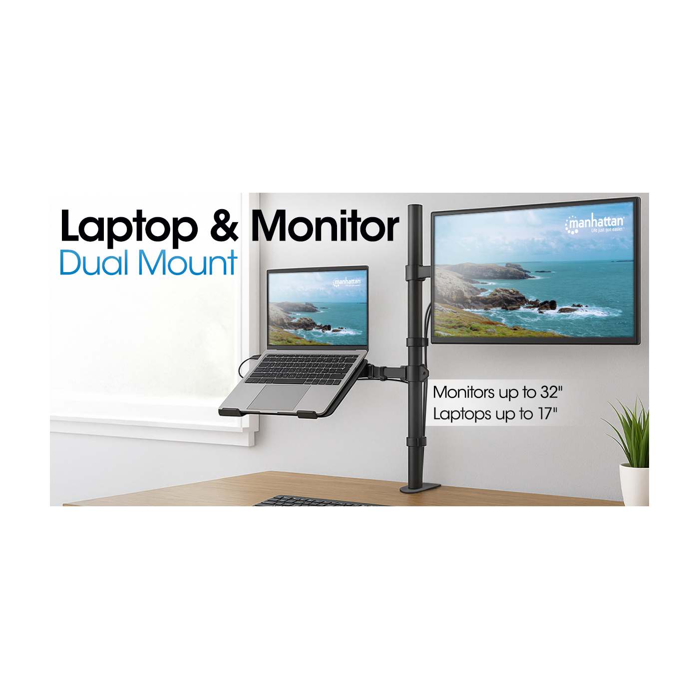 Desktop Combo Mount with Monitor Arm and Laptop Stand Image 13