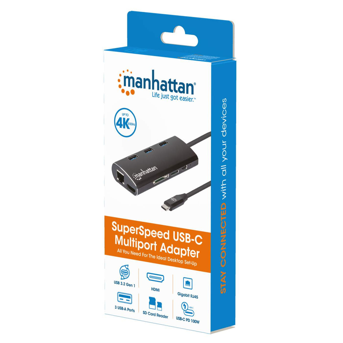 Manhattan Ensemble 2 pièces : Adaptateurs USB-C vers USB-A et USB