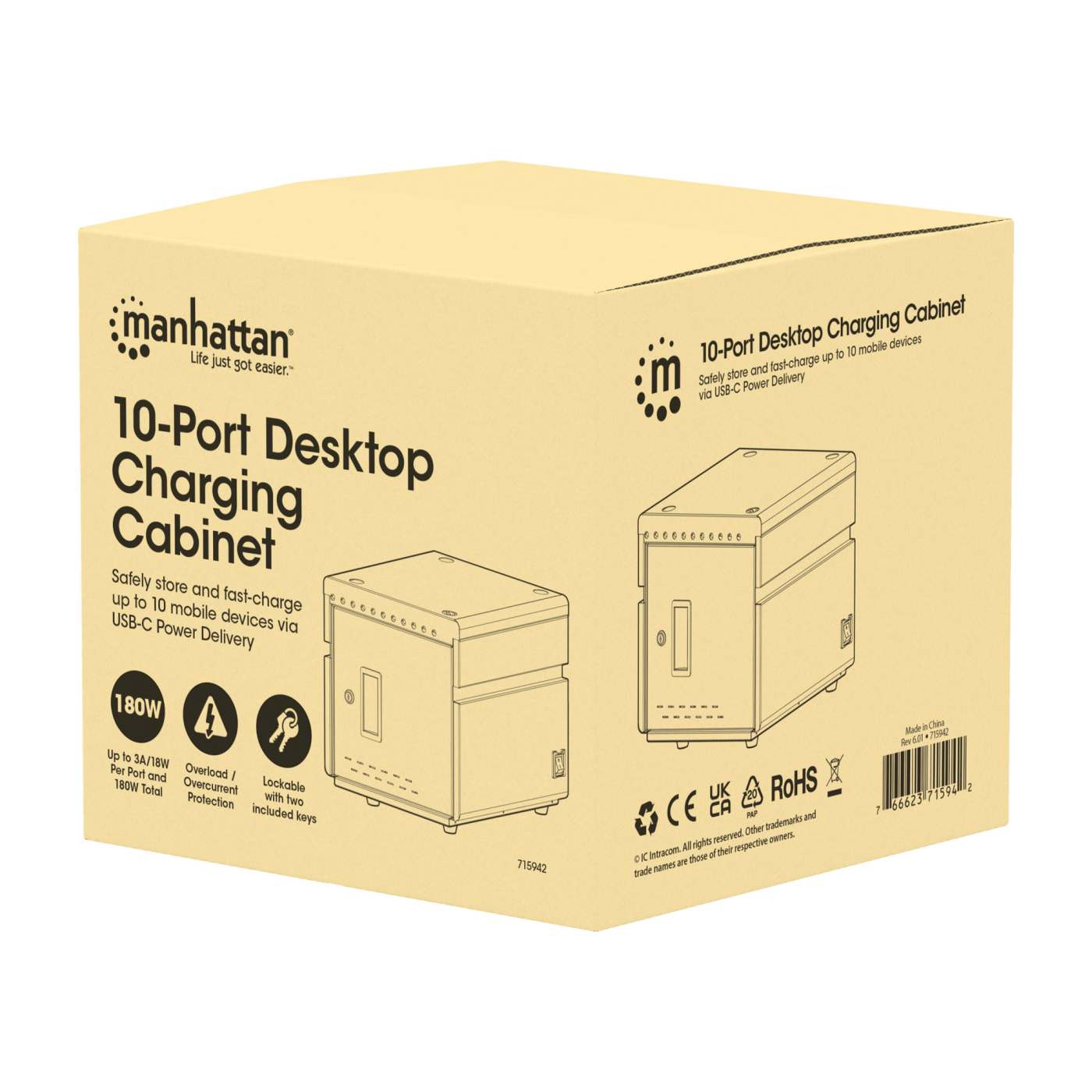 10-Port USB-C Desktop Charging Cabinet - 180 W Packaging Image 2