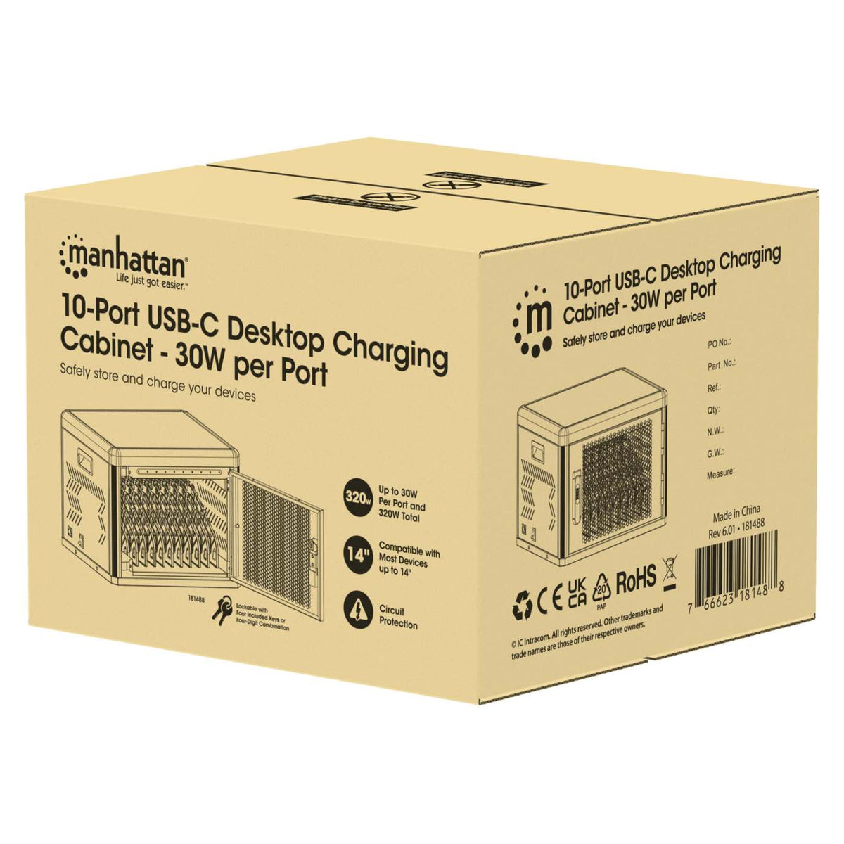 10-Port USB-C Desktop Charging Cabinet - 30W per Port Packaging Image 2