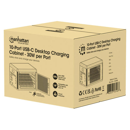10-Port USB-C Desktop Charging Cabinet - 30W per Port Packaging Image 2