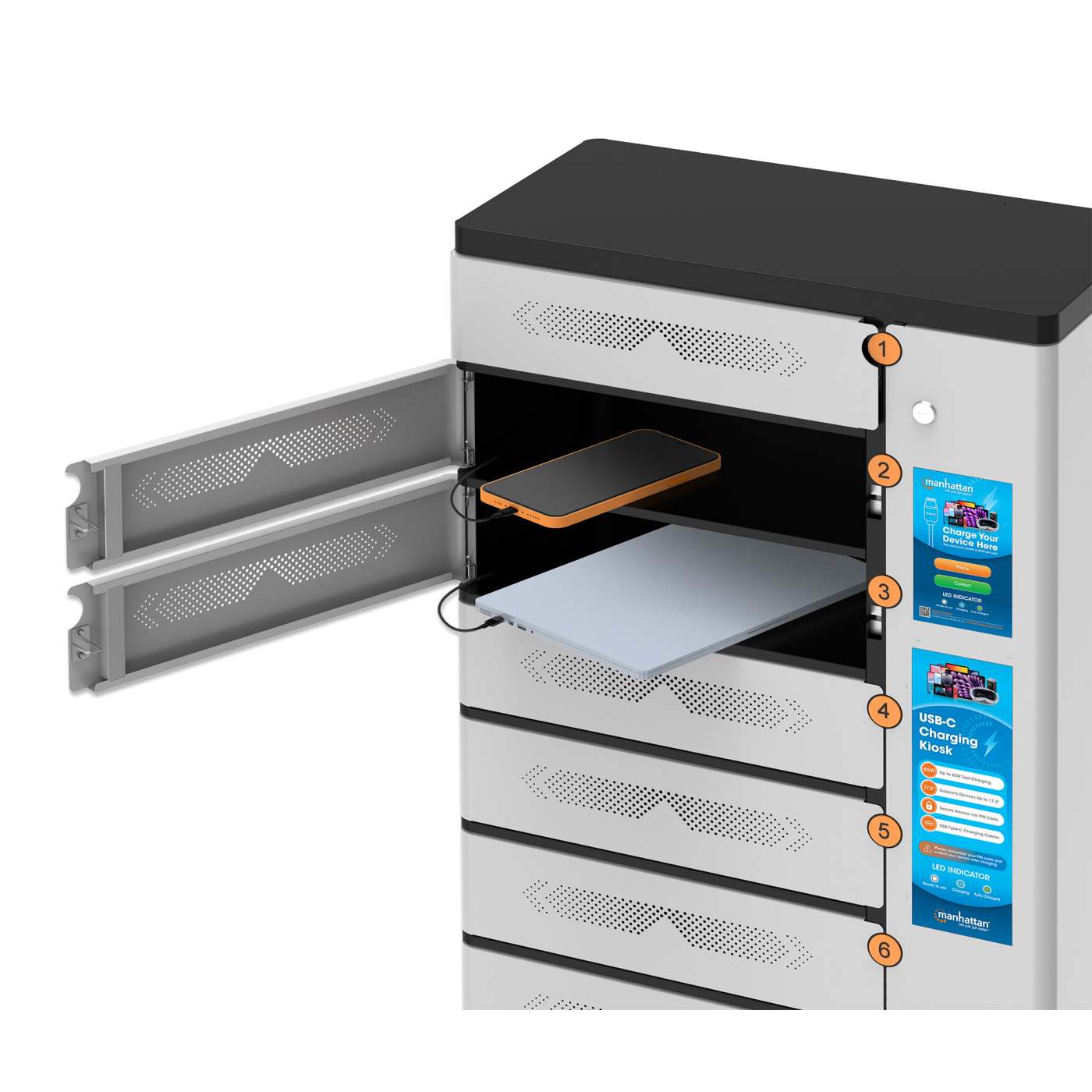 16-Compartment USB-C Charging Kiosk - 850 W Image 6