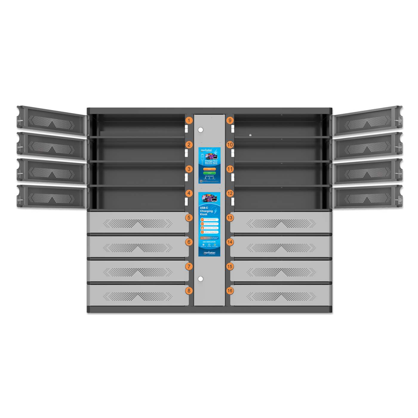 16-Compartment USB-C Charging Kiosk - 850 W Image 8