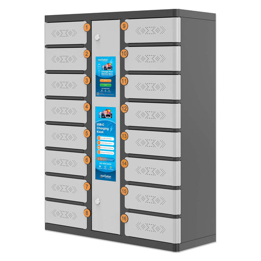16-Compartment USB-C Charging Kiosk for Phones - 500 W Image 1