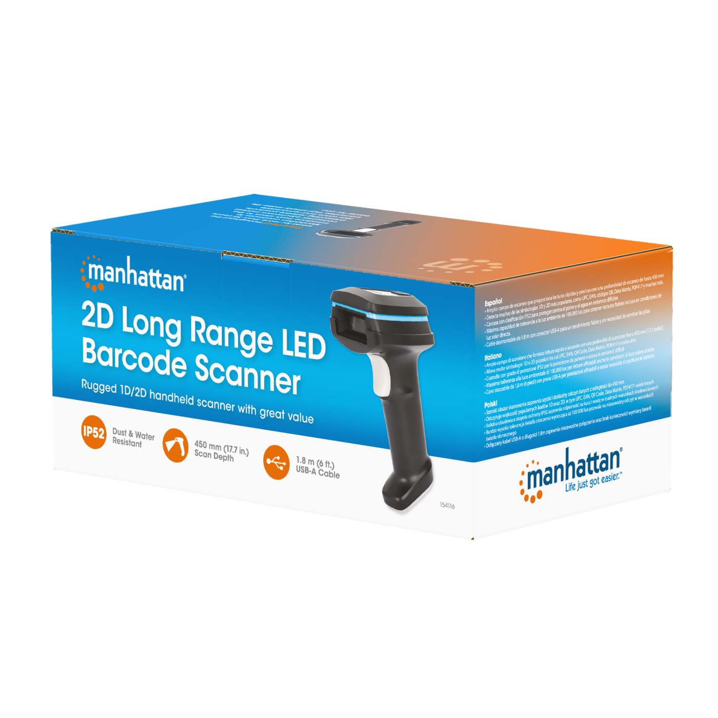 2D Long Range LED Barcode Scanner Packaging Image 2