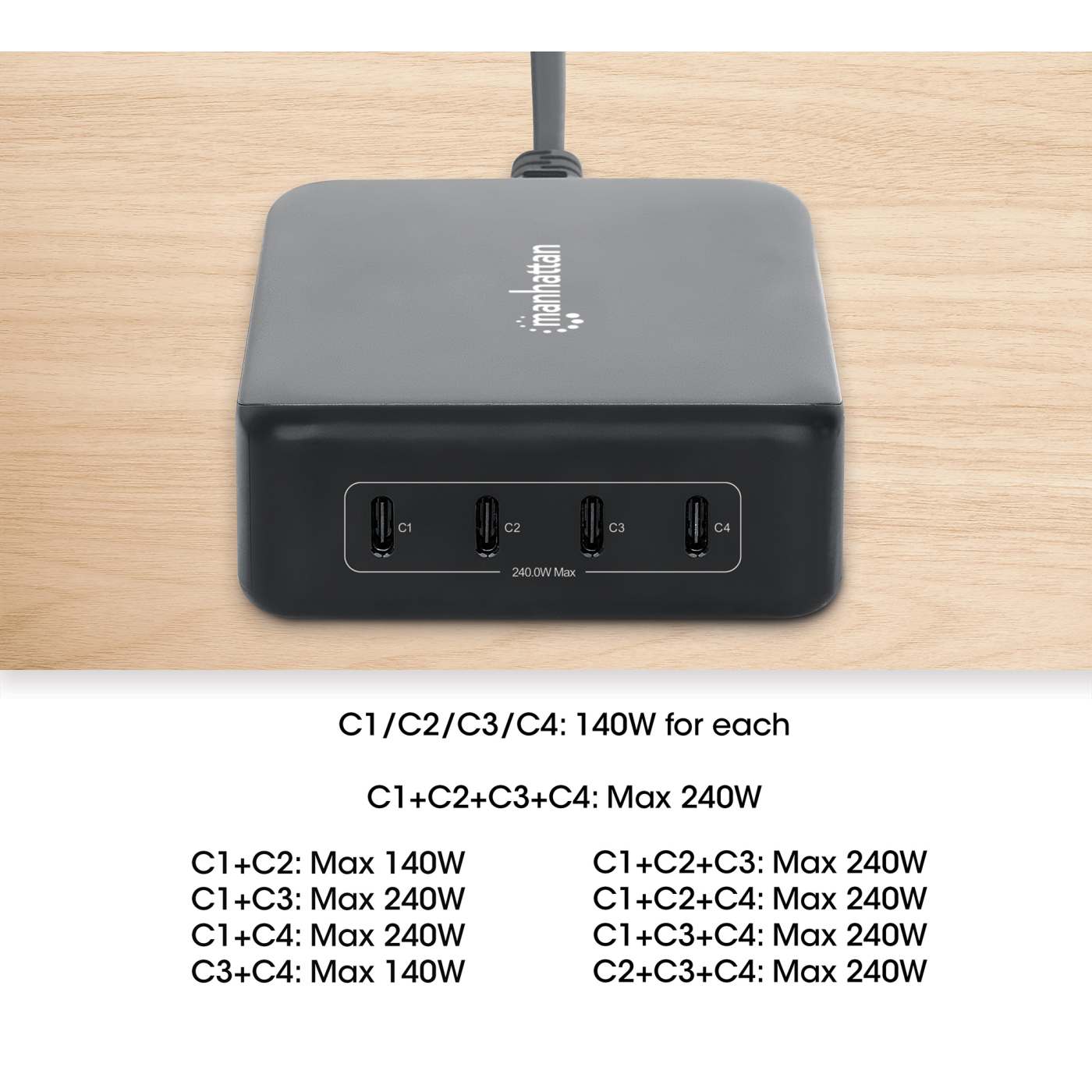 4-Port GaN USB Power Delivery Charging Station - 240 W / PD 3.1 Image 5