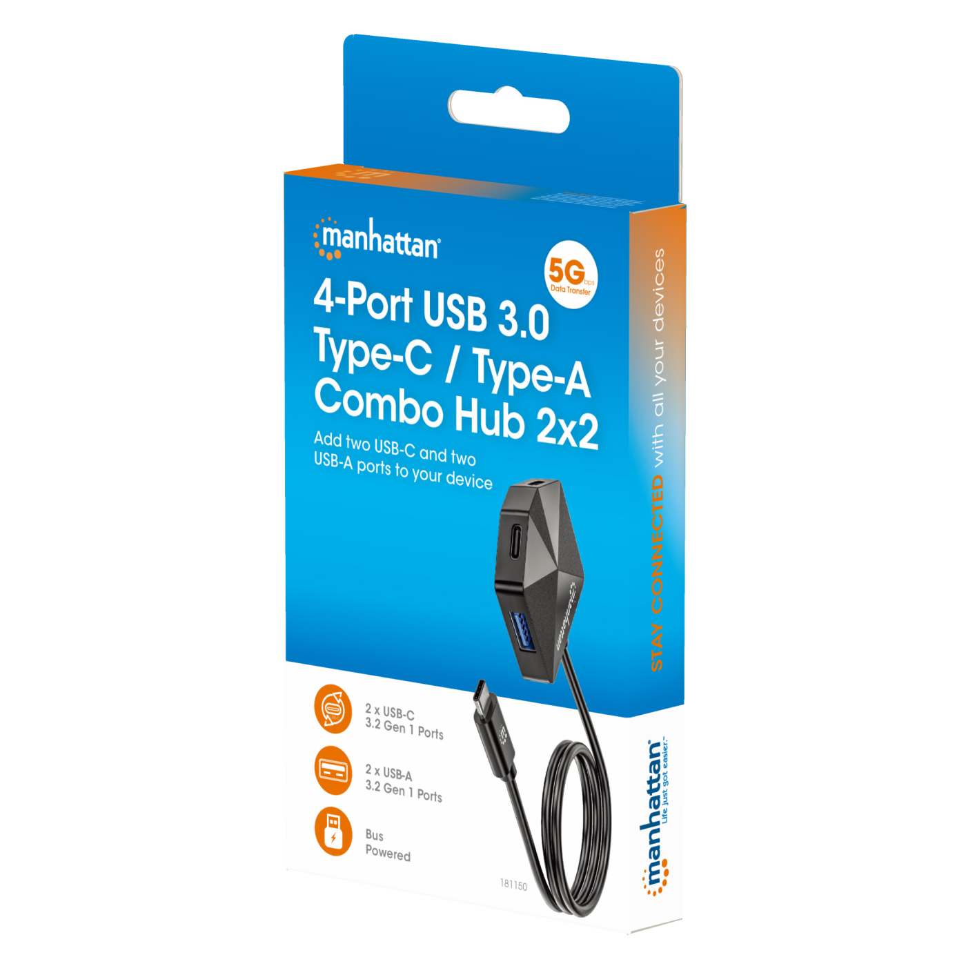 4-Port USB 3.0 Type-C / Type-A Combo Hub 2x2 Packaging Image 2