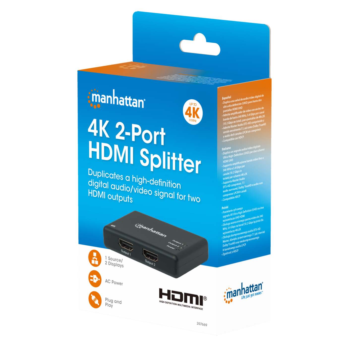 4K 2-Port HDMI Splitter Packaging Image 2