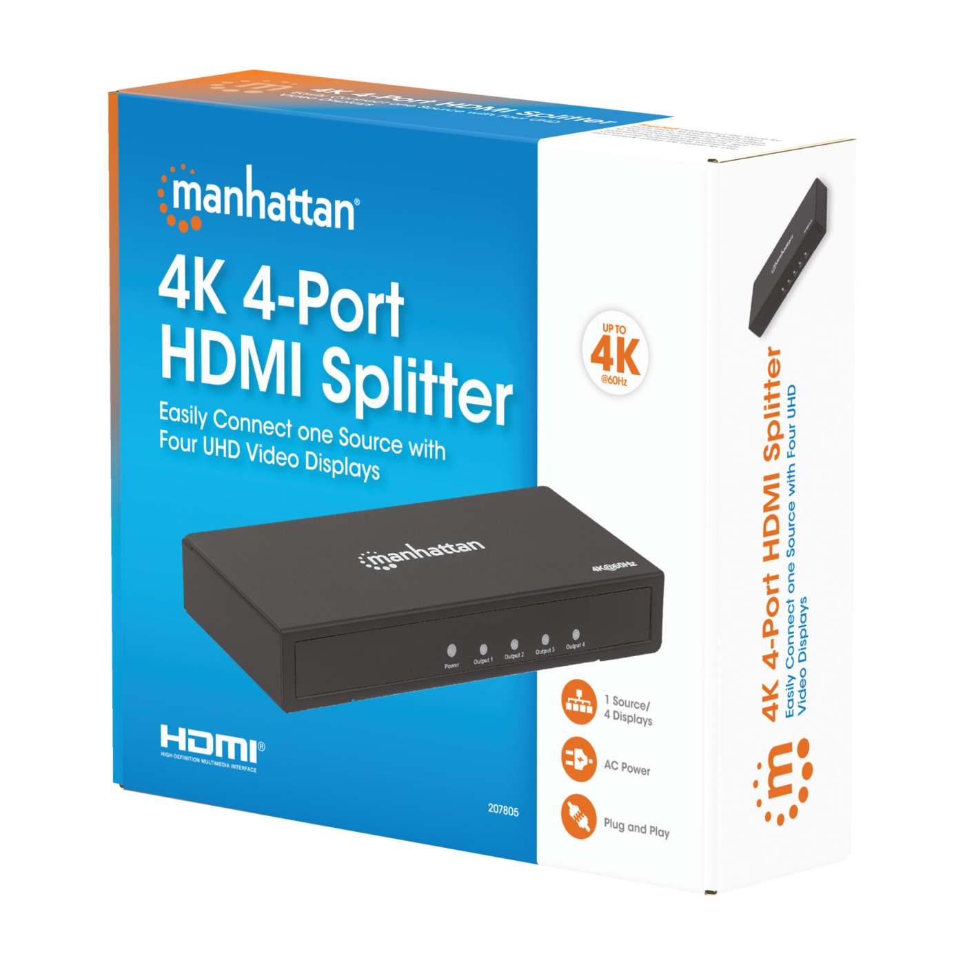 4K 4-Port HDMI Splitter Packaging Image 2