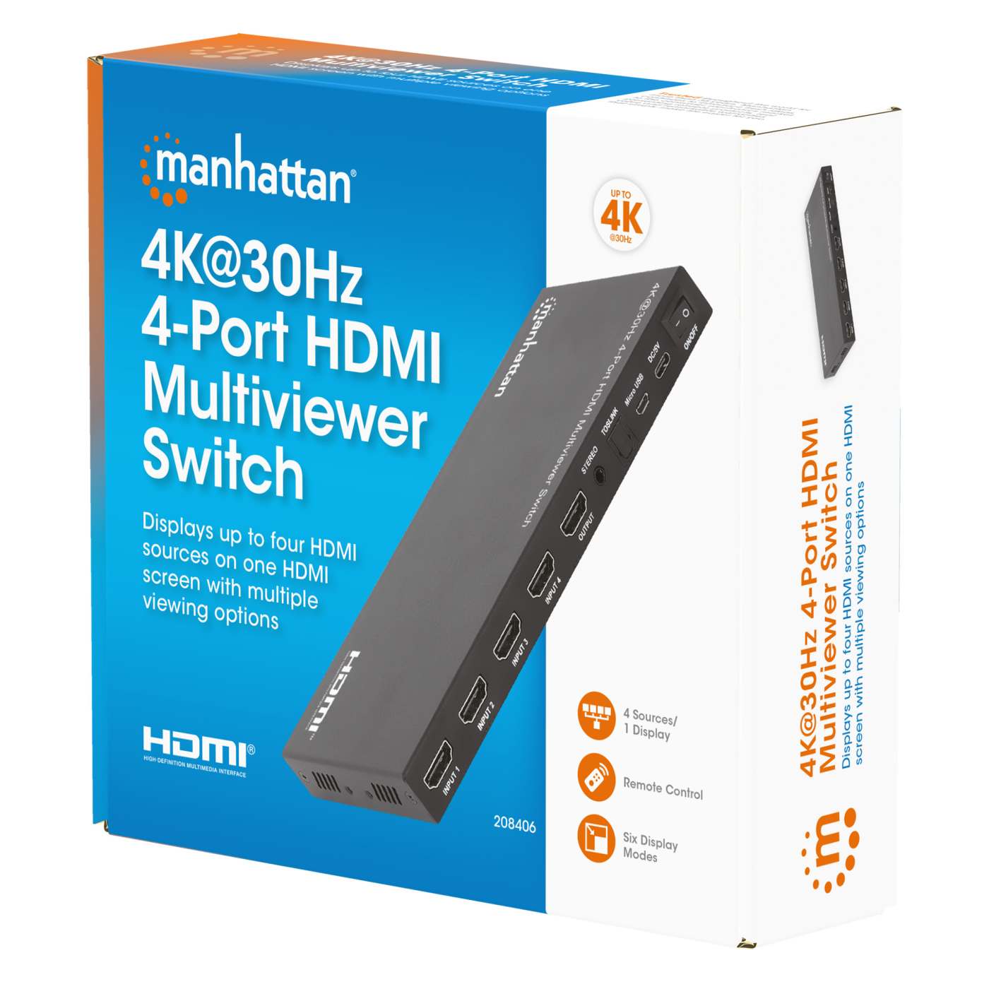 4K@30Hz 4-Port HDMI Multiviewer Switch Packaging Image 2