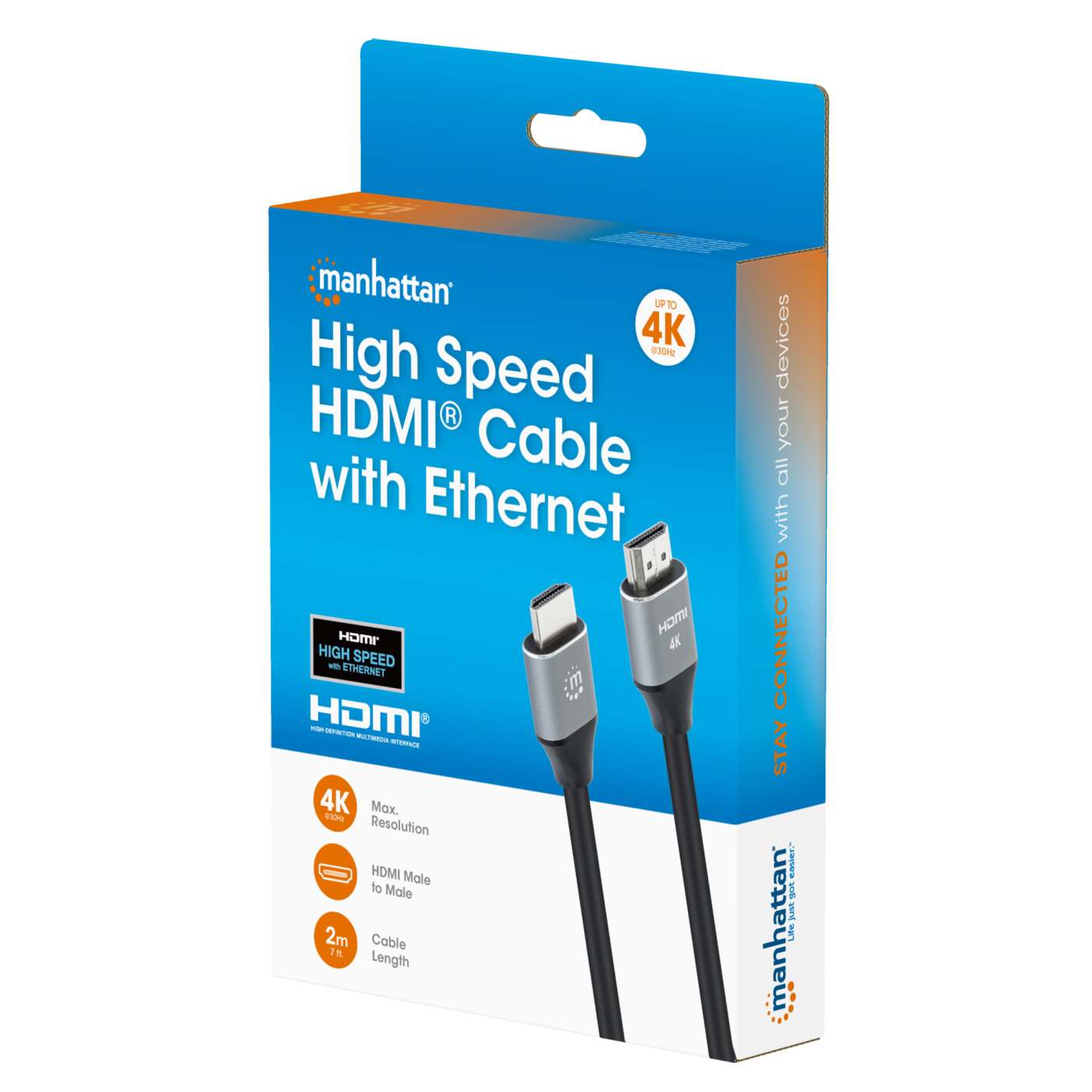 4K@30Hz High Speed HDMI Cable with Ethernet, 2 m Packaging Image 2