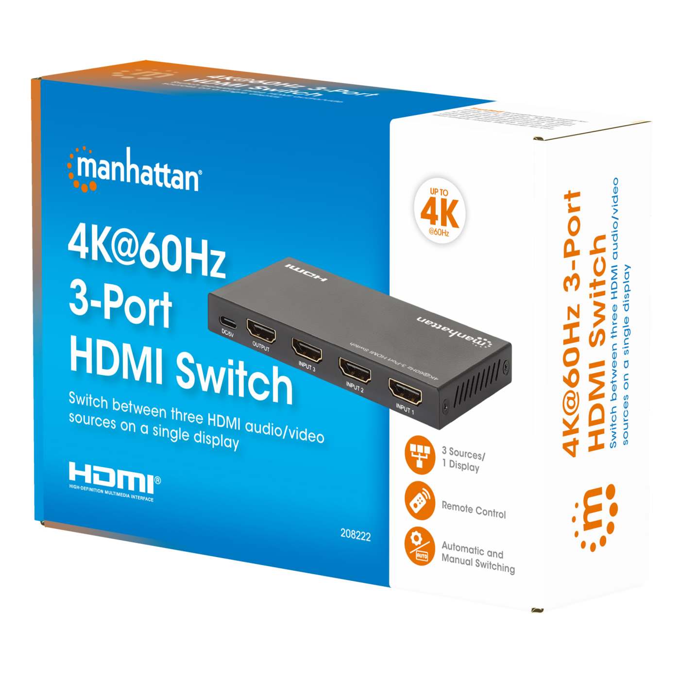 4K@60Hz 3-Port HDMI Switch Packaging Image 2