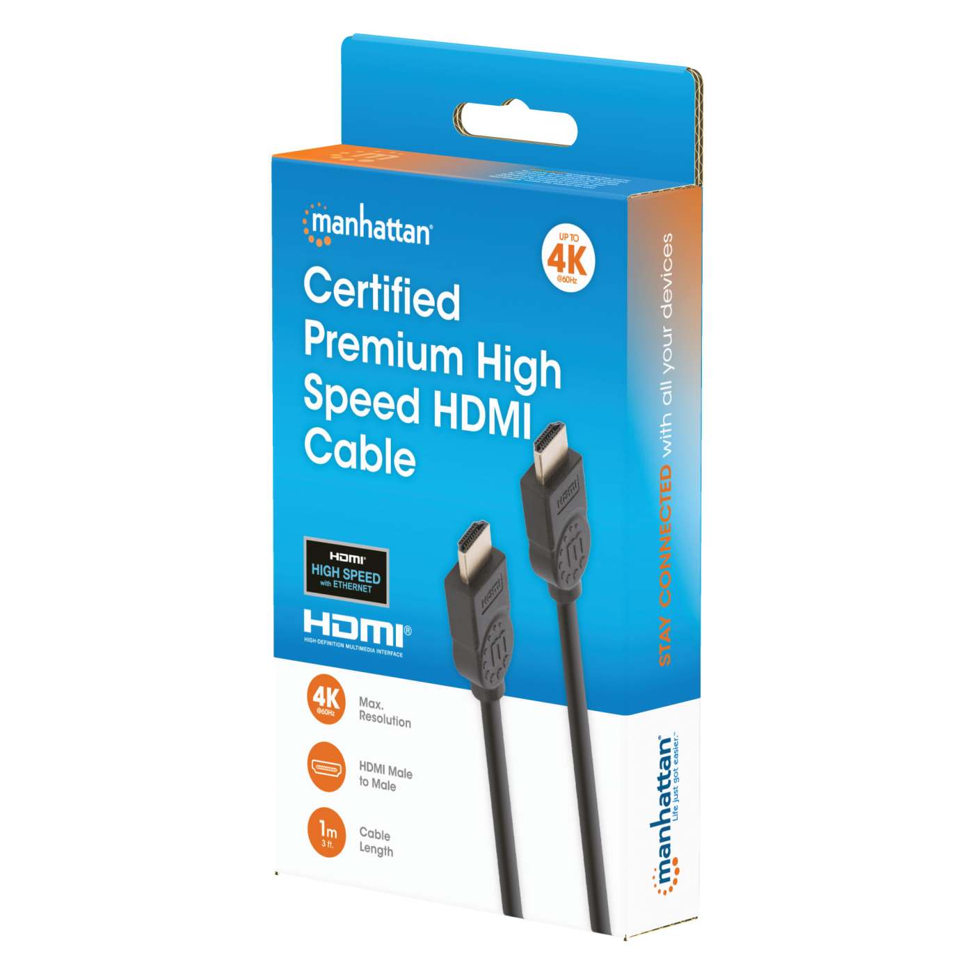 4K@60Hz Certified Premium High Speed HDMI Cable with Ethernet, 1 m (3 ft.) Packaging Image 2