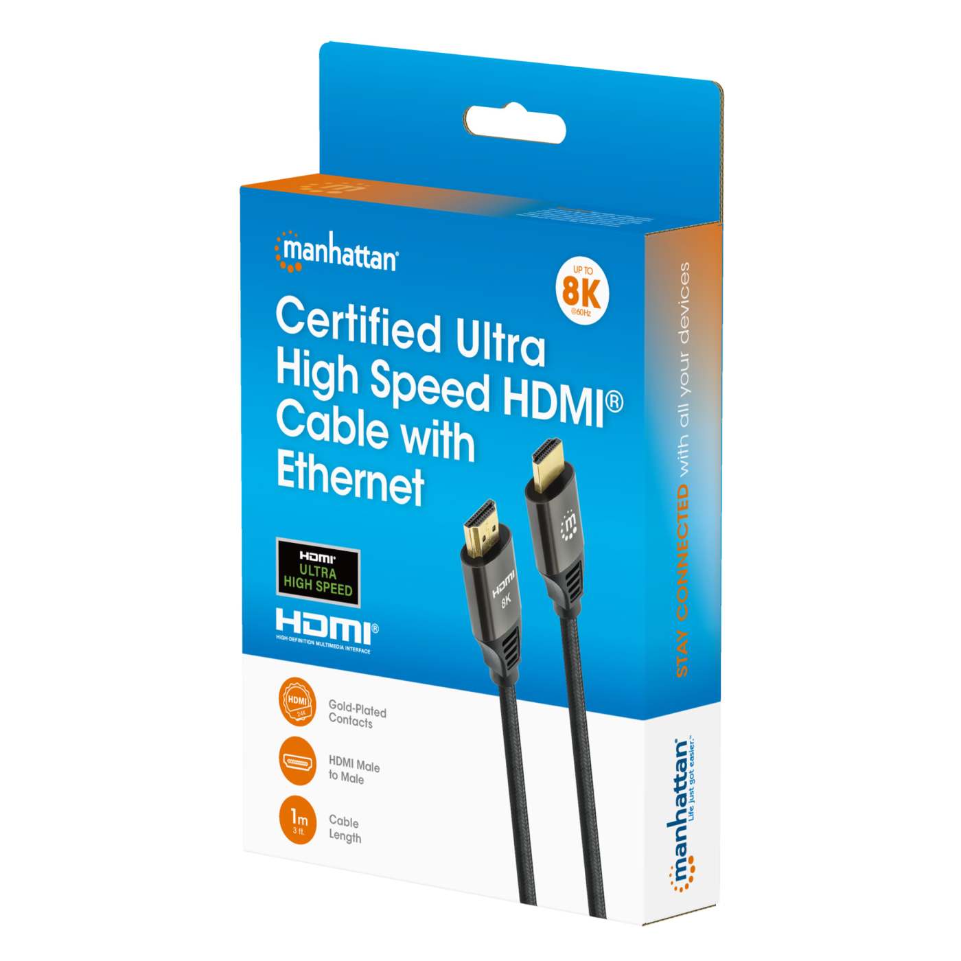8K@60Hz Certified Ultra High Speed HDMI Cable with Ethernet, 1 m Packaging Image 2