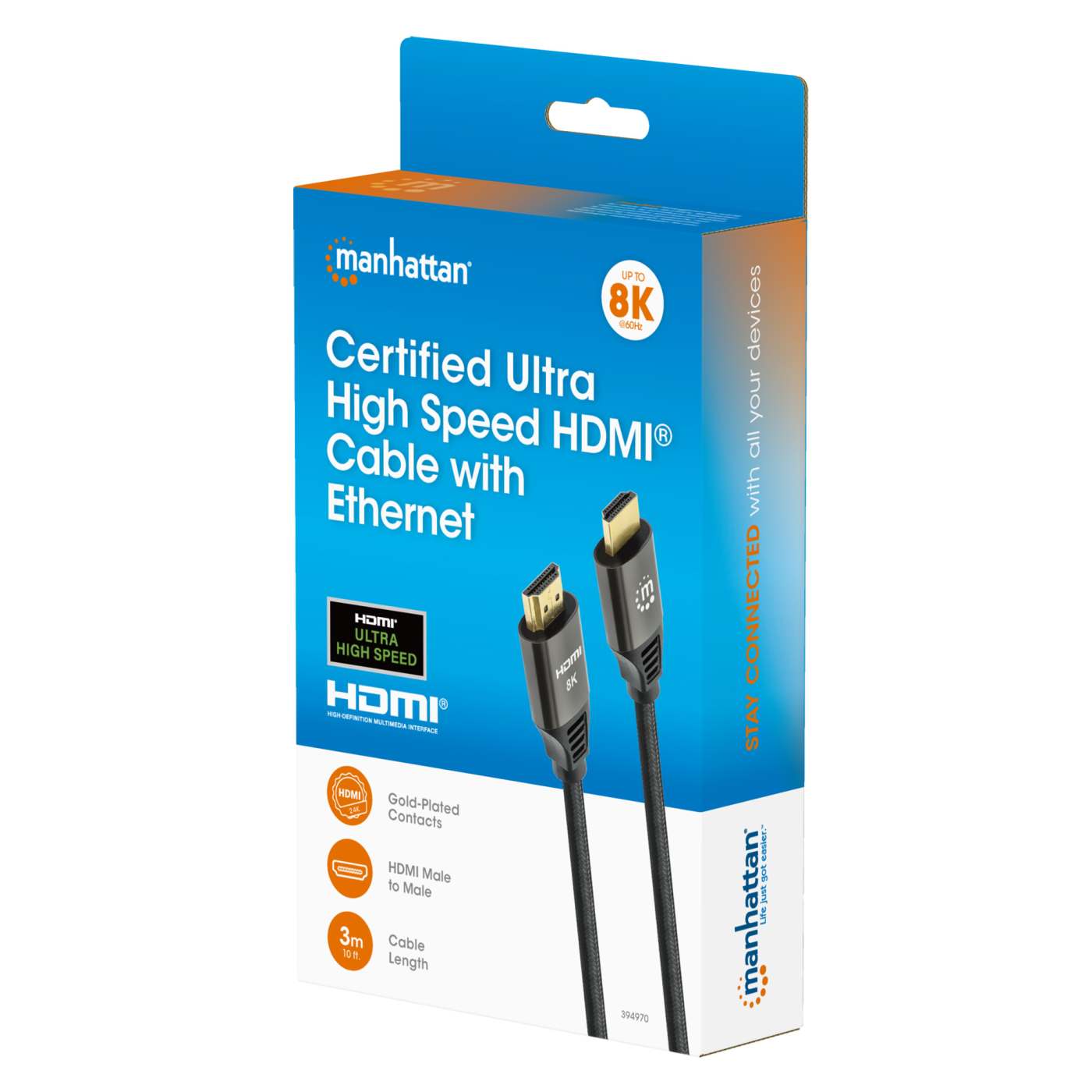 8K@60Hz Certified Ultra High Speed HDMI Cable with Ethernet, 3 m Packaging Image 2