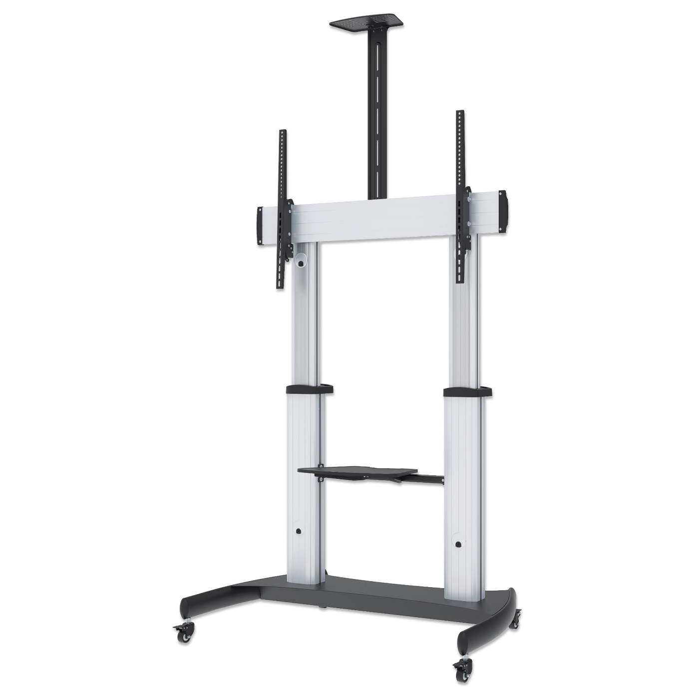 Aluminum Heavy-Duty Height-Adjustable Multimedia TV Cart Image 1