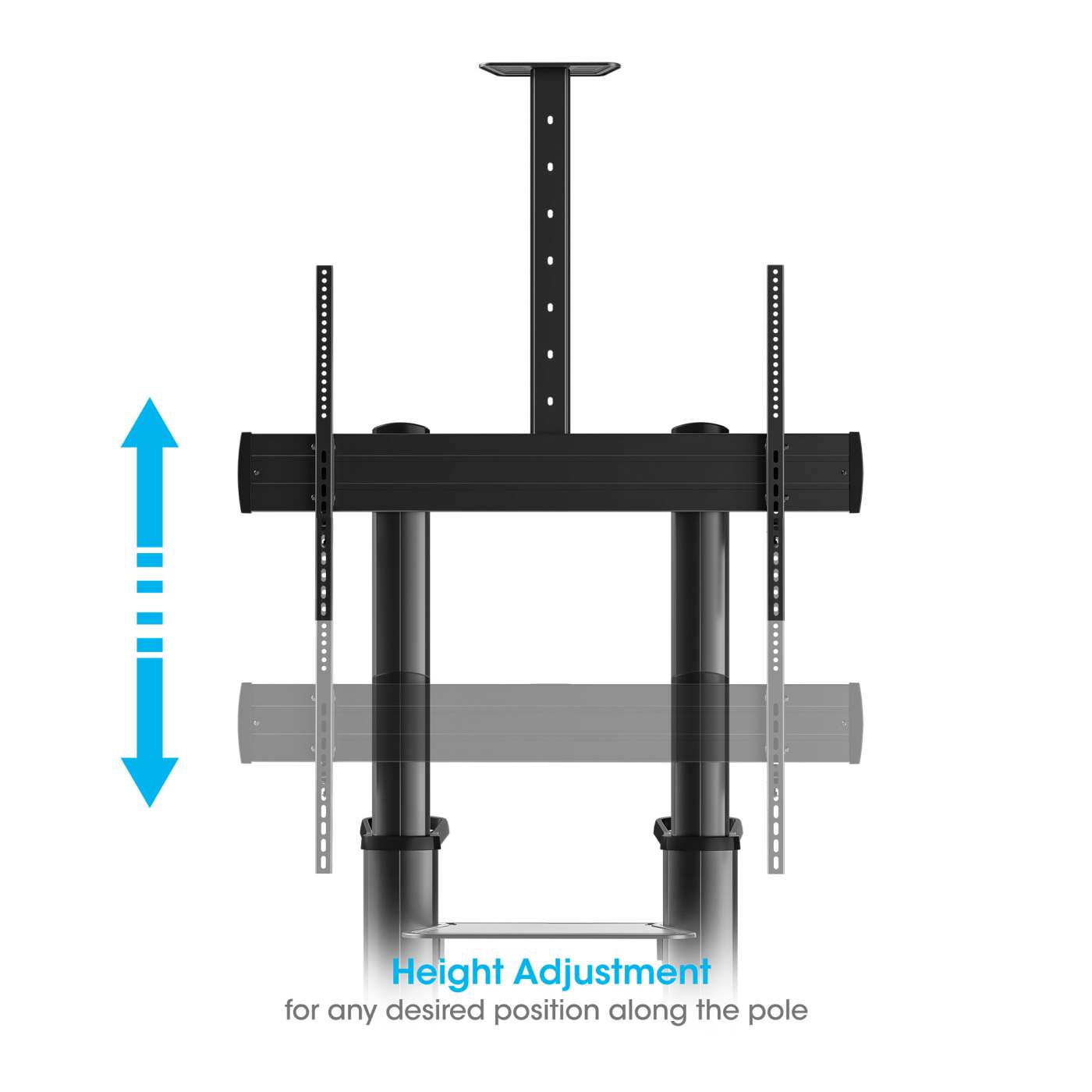 Aluminum Heavy-Duty Large-Screen Height-Adjustable Multimedia TV Cart Image 11