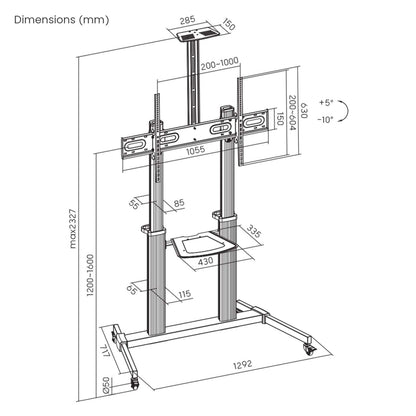 Aluminum Height-Adjustable Multimedia TV Cart Image 13