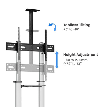 Aluminum Height-Adjustable Multimedia TV Cart Image 10