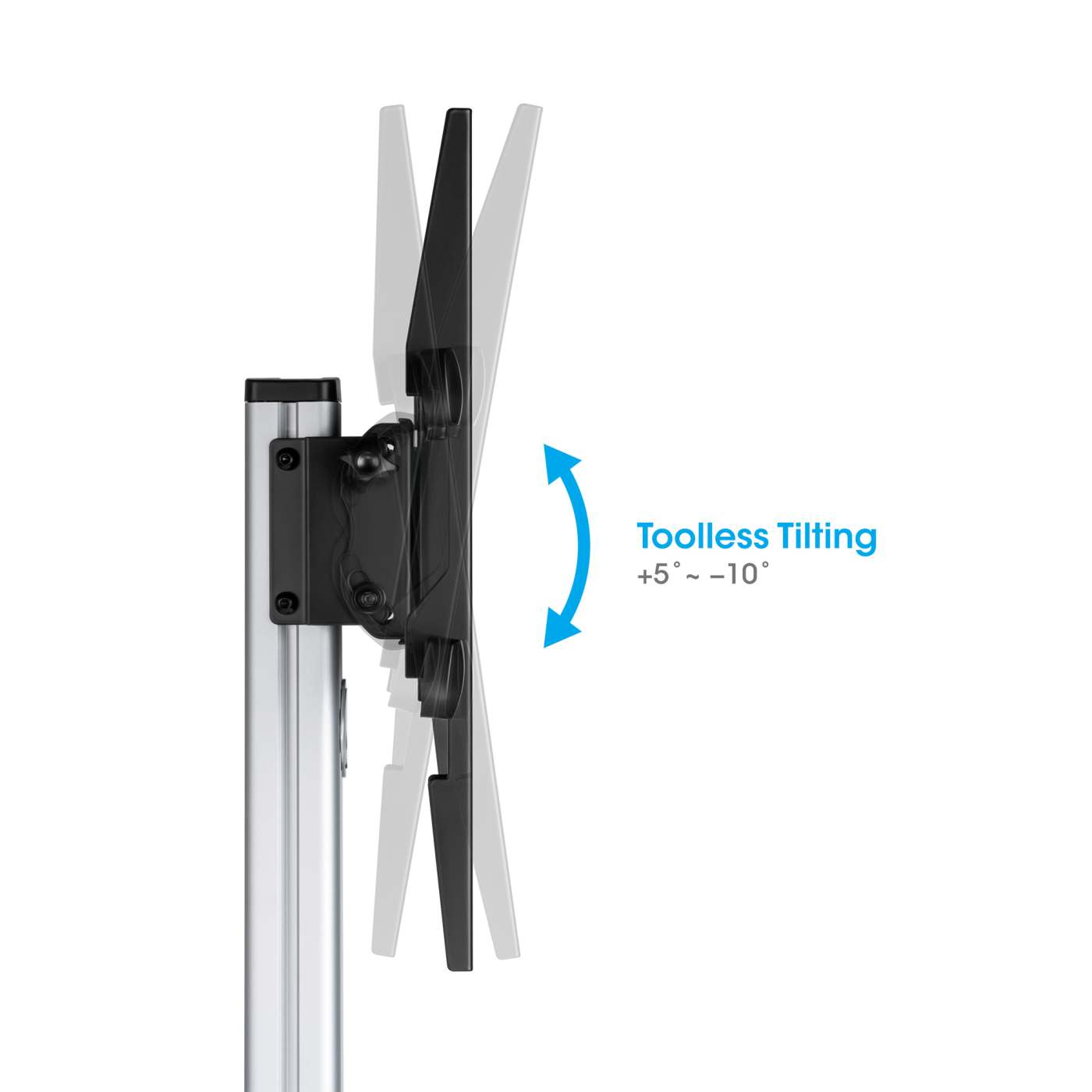 Aluminum Height-Adjustable Multimedia TV Cart, for 37" to 86" Image 8