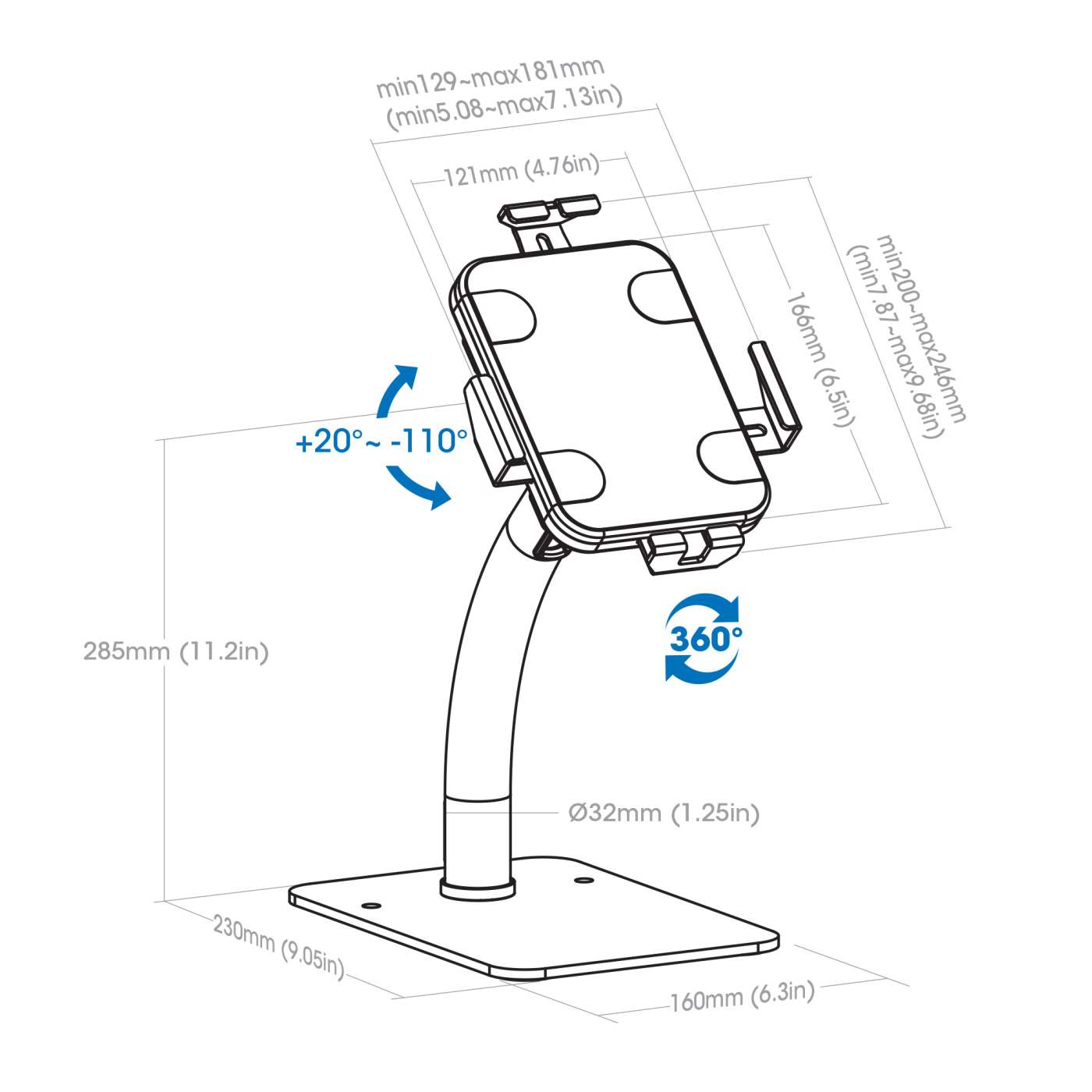 Anti-Theft Desktop Kiosk Stand for Tablet and iPad Image 14