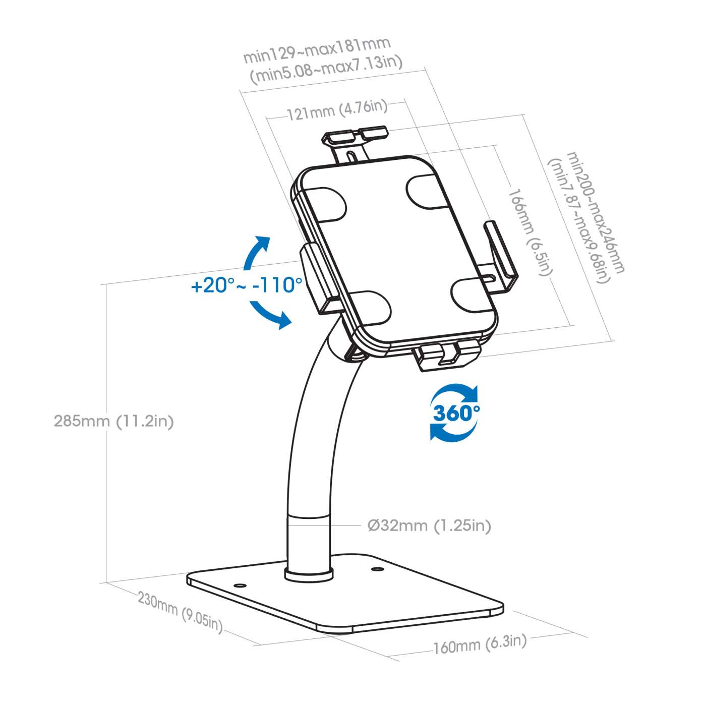 Manhattan Anti-Theft Desktop Kiosk St& for Tablet & iPad