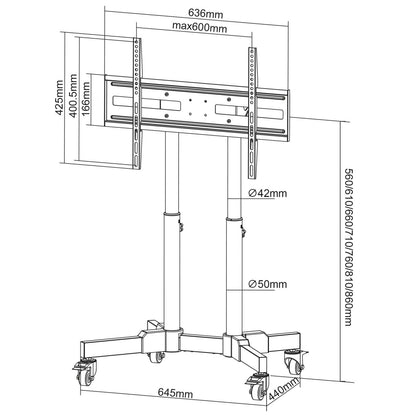 Compact Height-Adjustable TV Cart, for 23" to 70" Displays Image 13