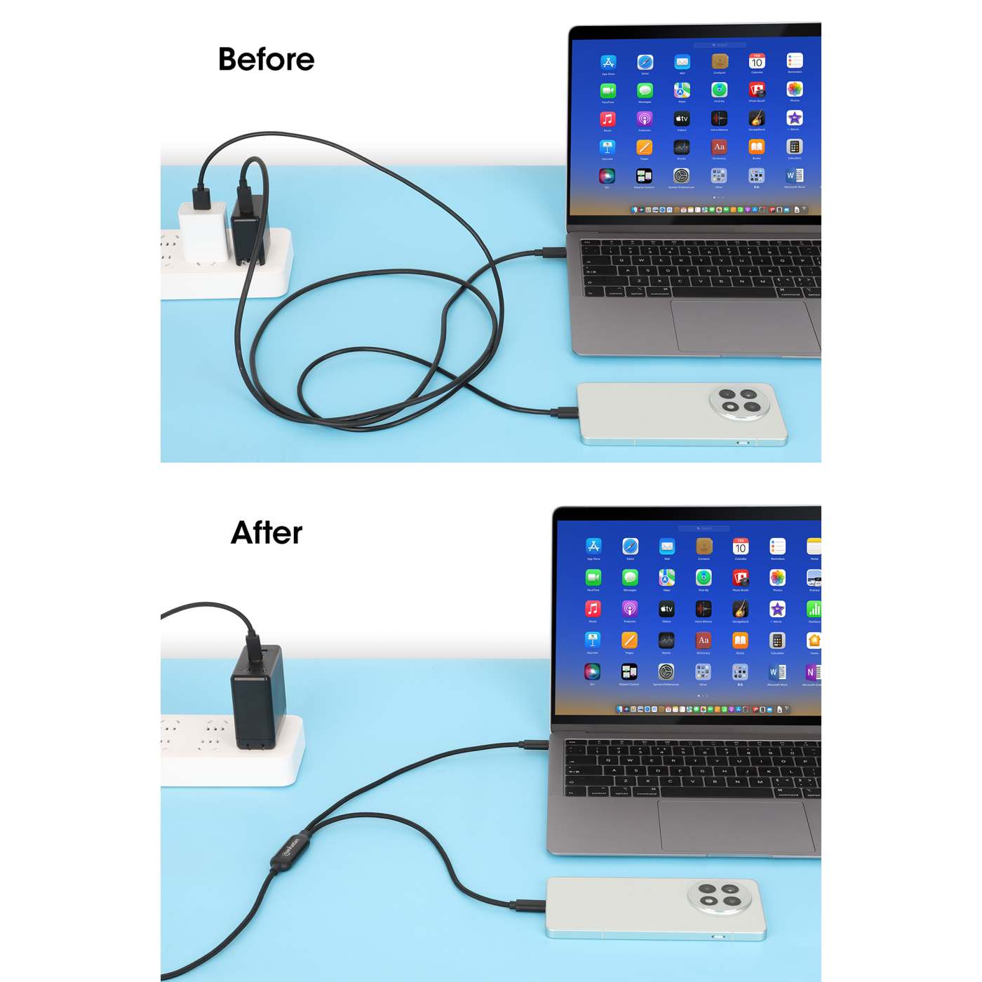 Dual USB-C Charging Cable 100 W, 2 m (7 ft.) Image 5