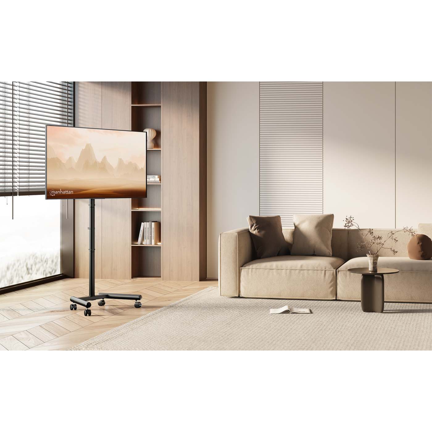Economy Compact Height-Adjustable TV Cart, for 13" to 50" Displays Image 3