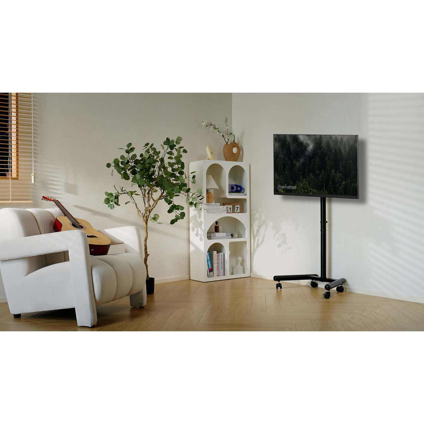 Economy Compact Height-Adjustable TV Cart, for 13" to 50" Displays Image 8