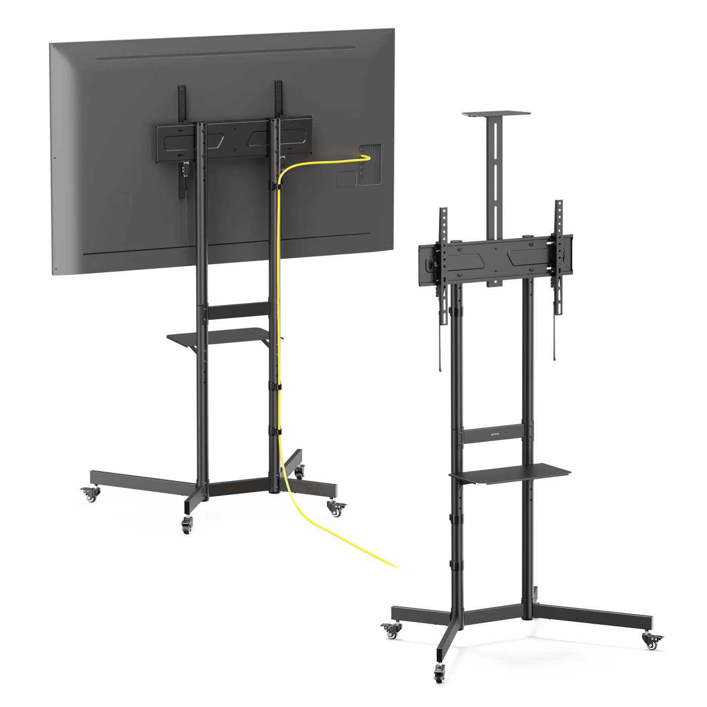 Economy Height-Adjustable Multimedia TV Cart, for 37" to 70" Displays Image 5
