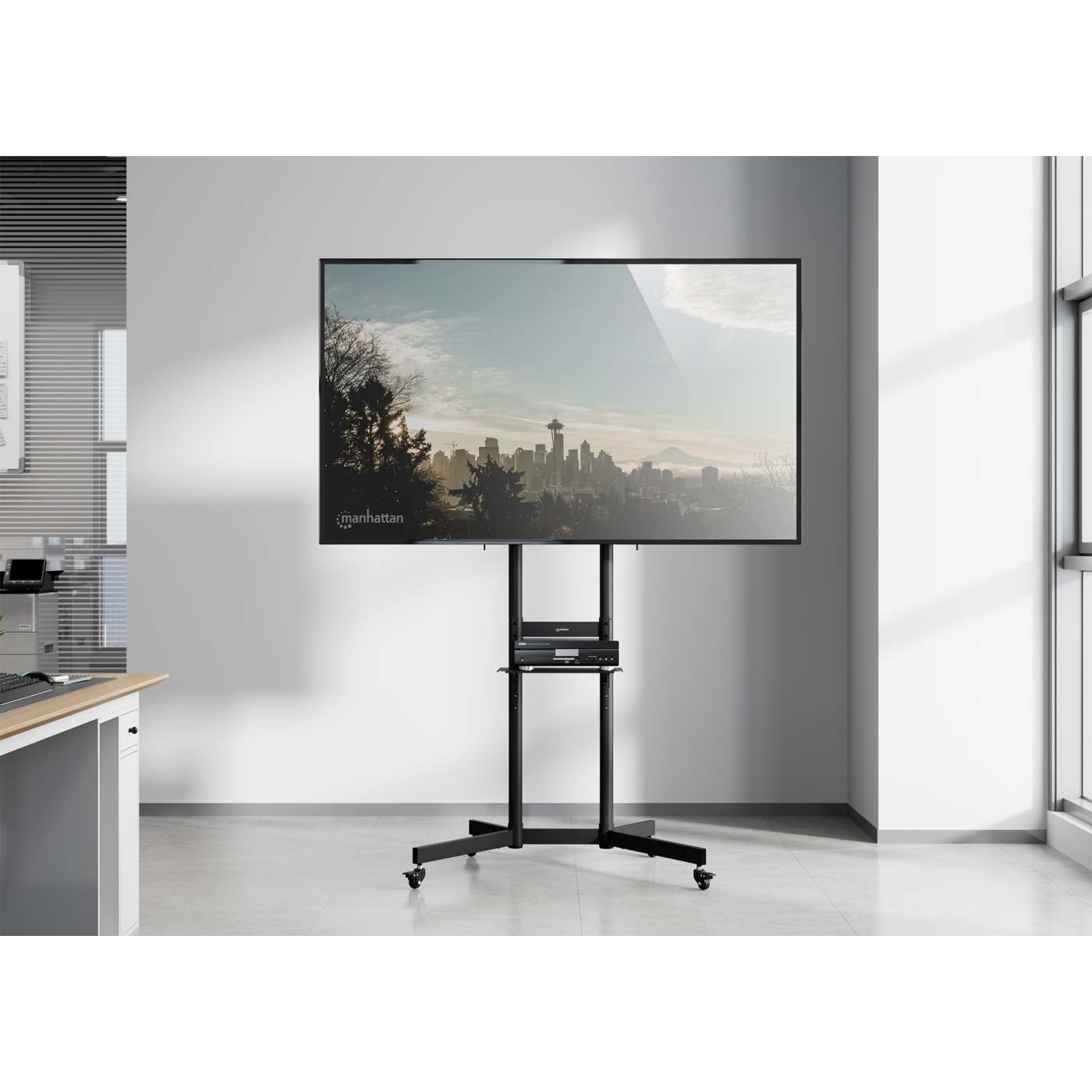 Economy Height-Adjustable Multimedia TV Cart, for 37" to 70" Displays Image 6