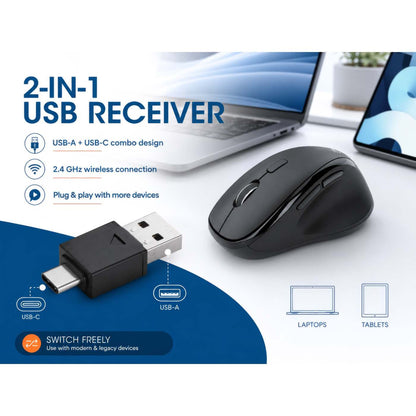 Ergonomic Wireless Mouse with 2-in-1 USB Receiver Image 10