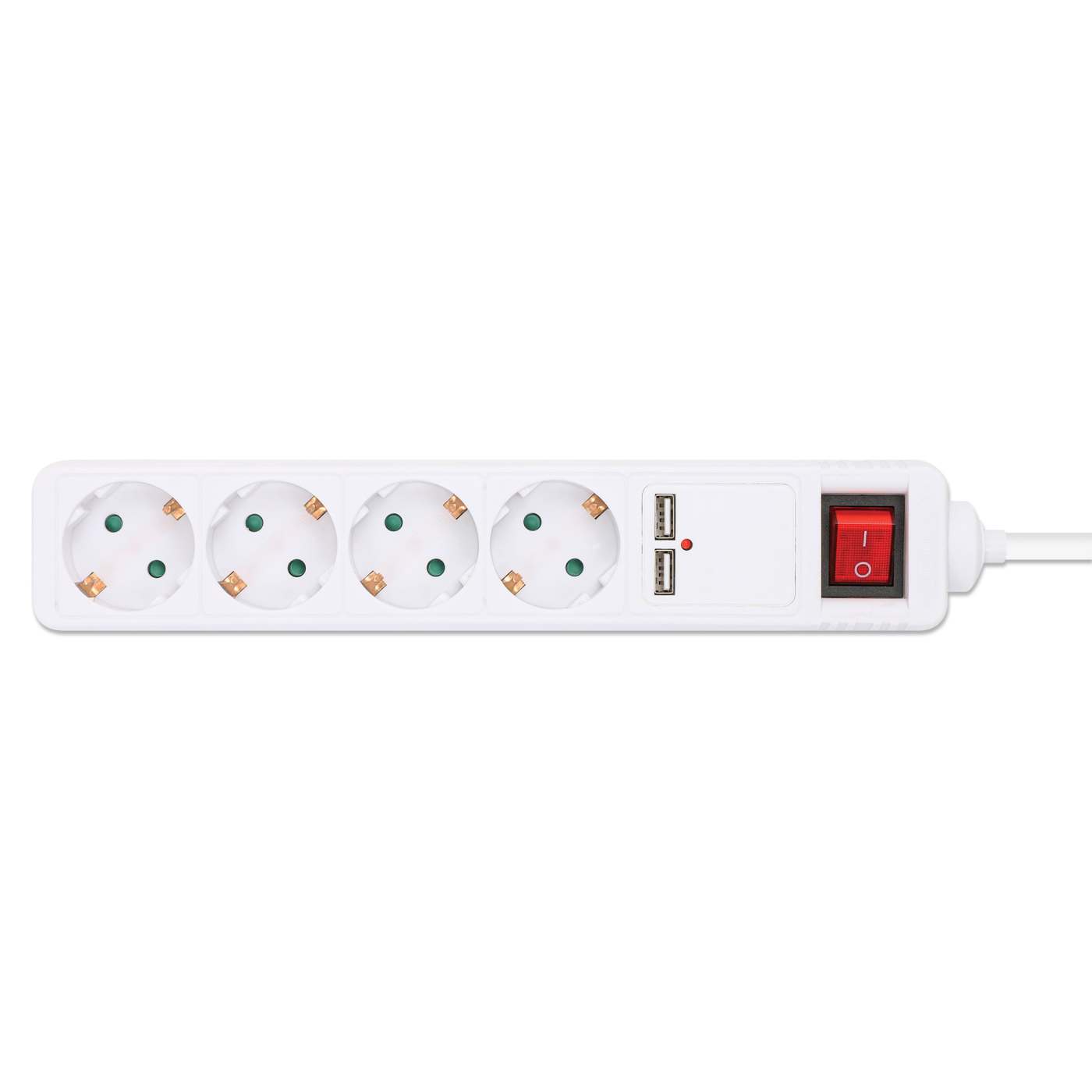 EU Power Strip with 4 Outlets, 2 USB Charging Ports and Switch Image 5