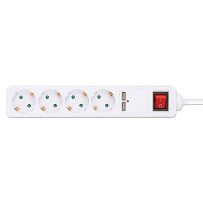 EU Power Strip with 4 Outlets, 2 USB Charging Ports and Switch Image 5