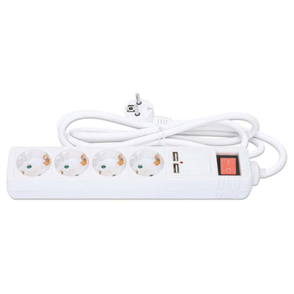 EU Power Strip with 4 Outlets, 2 USB Charging Ports and Switch Image 6