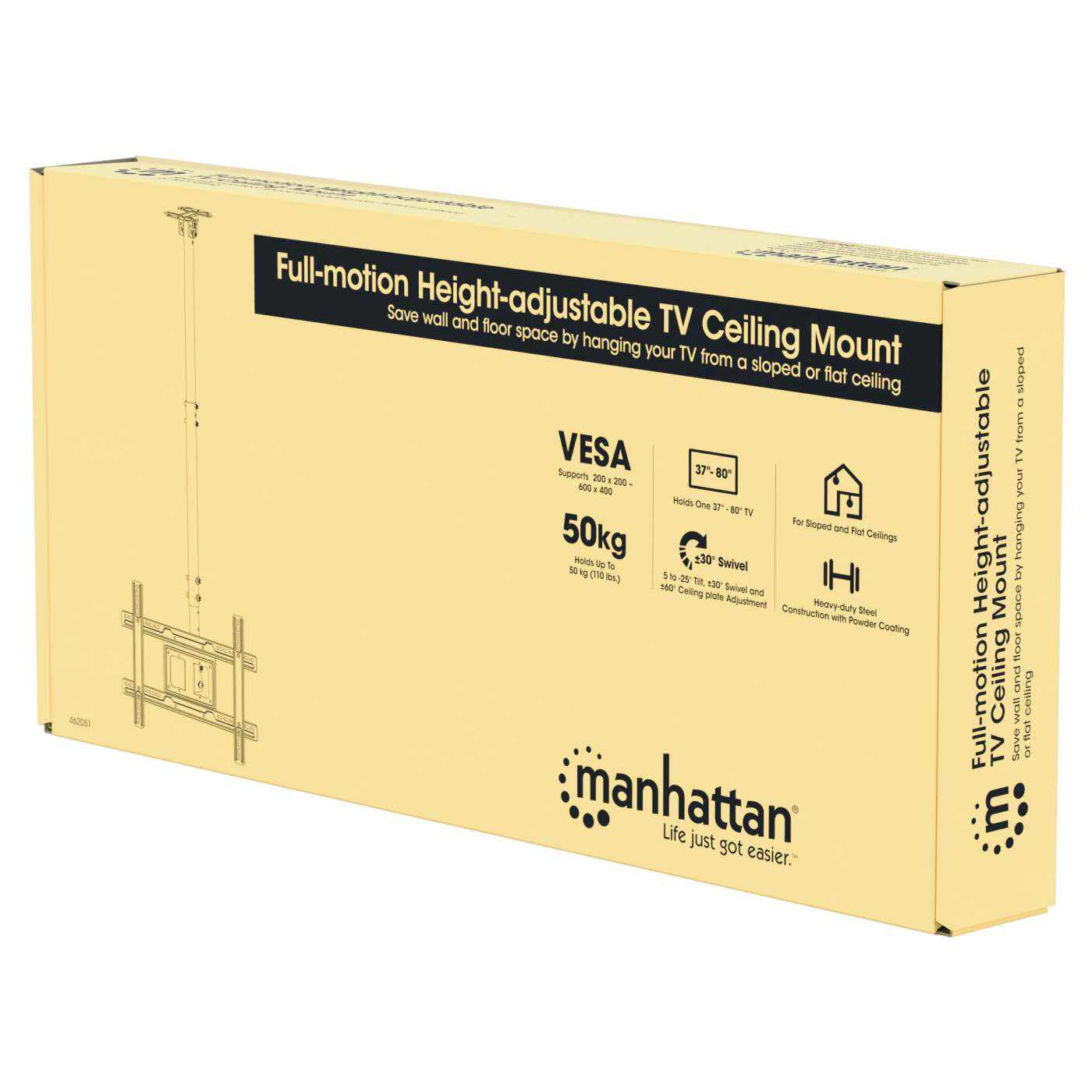 Full-Motion Height-Adjustable TV Ceiling Mount Packaging Image 2