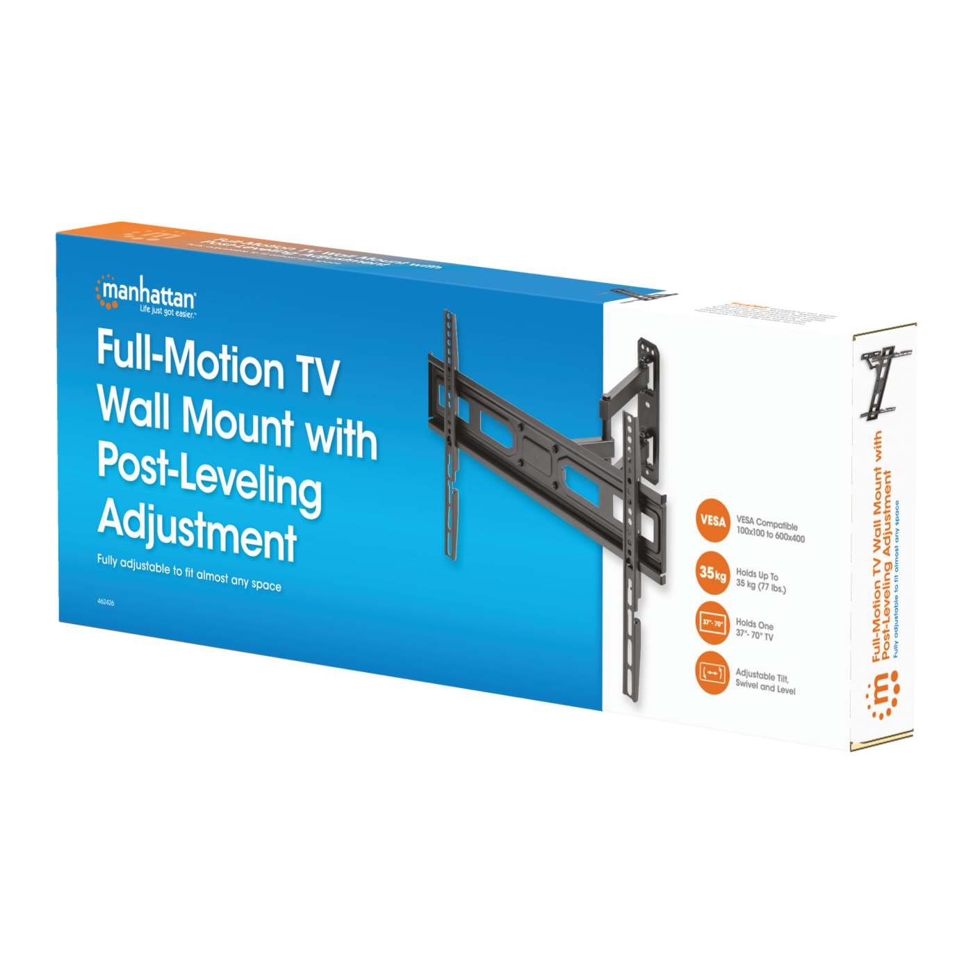 Full-Motion TV Wall Mount w/ Post-Leveling Adjustment, for 37