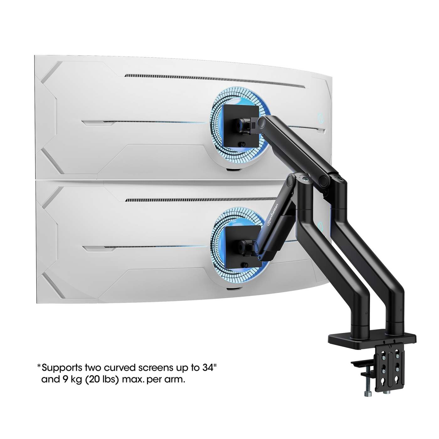 Heavy-Duty Aluminum Mechanical Spring Dual Monitor Desk Mount