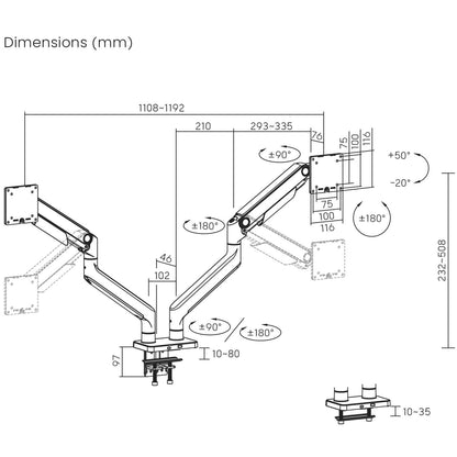 Heavy-Duty Aluminum Mechanical Spring Dual Monitor Desk Mount Image 12