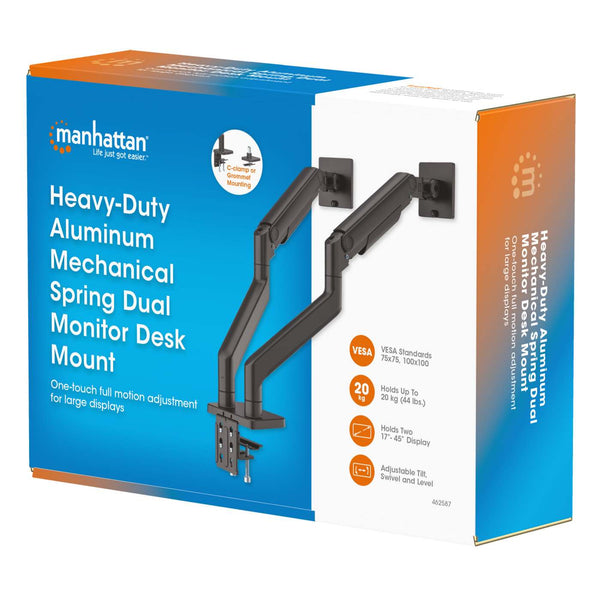 Heavy-Duty Aluminum Mechanical Spring Dual Monitor Desk Mount ...