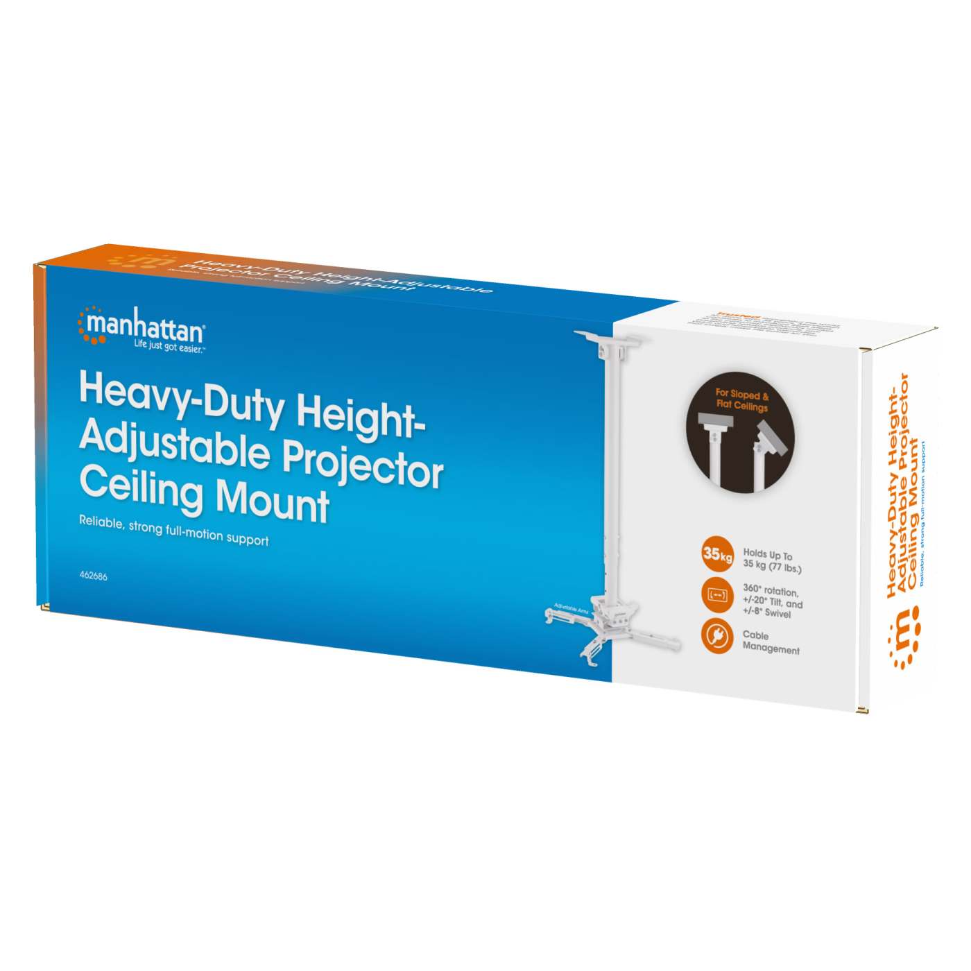 Heavy-Duty Height-Adjustable Projector Ceiling Mount Packaging Image 2