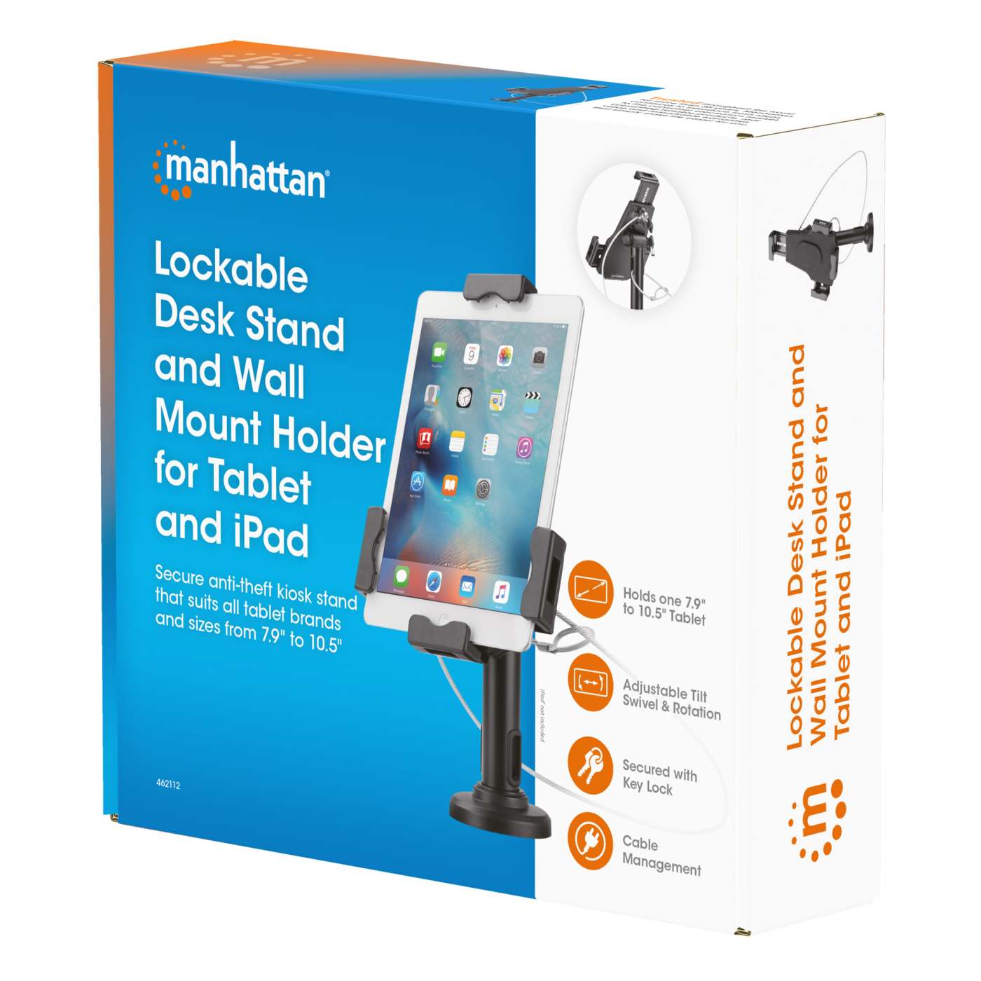 Lockable Desk Stand and Wall Mount Holder for Tablet and iPad Packaging Image 2