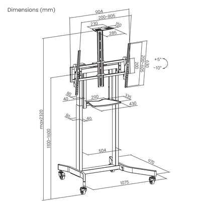 Motorized Height-Adjustable Multimedia TV Cart, for 55" to 100" Displays Image 13