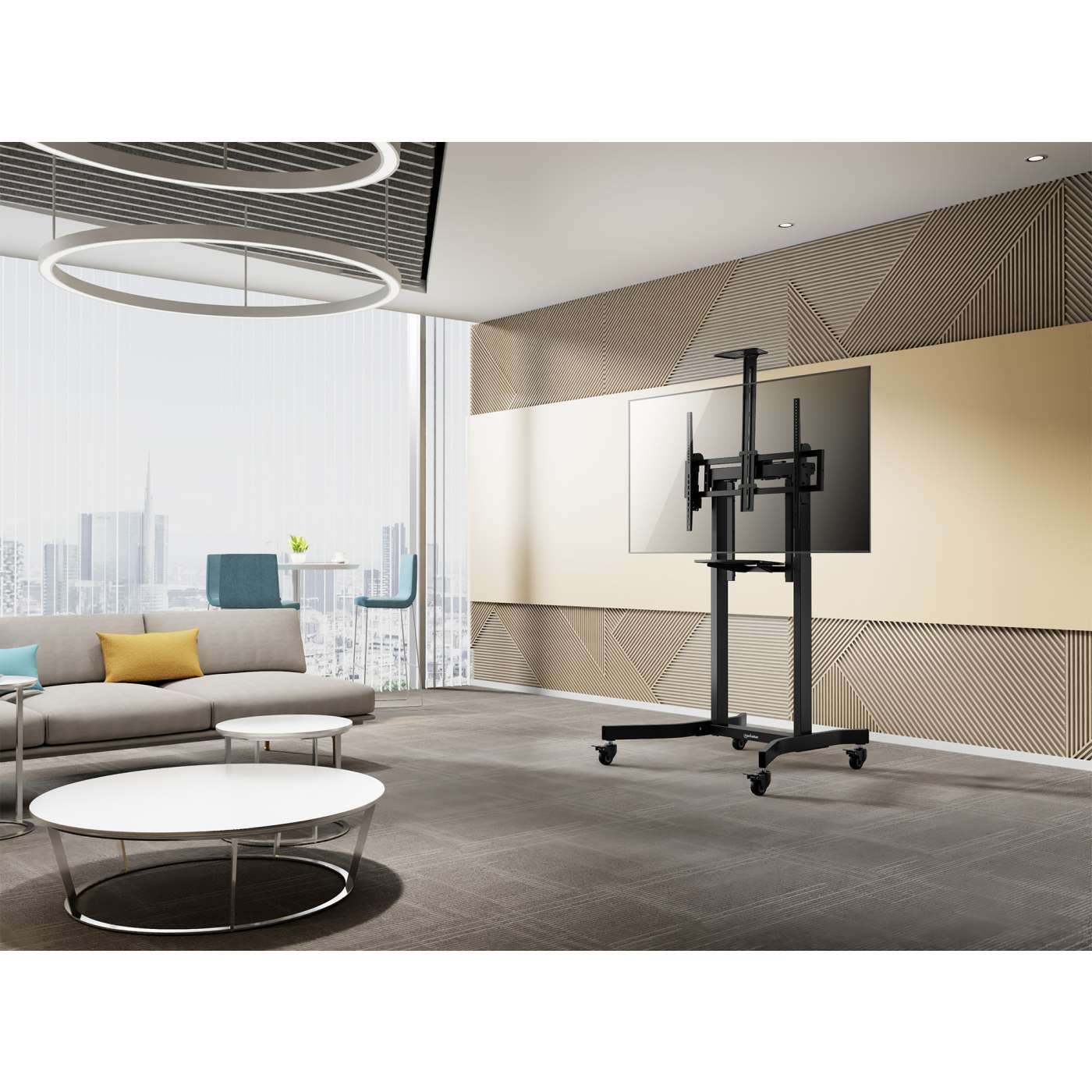 Motorized Height-Adjustable Multimedia TV Cart, for 55" to 100" Displays Image 6