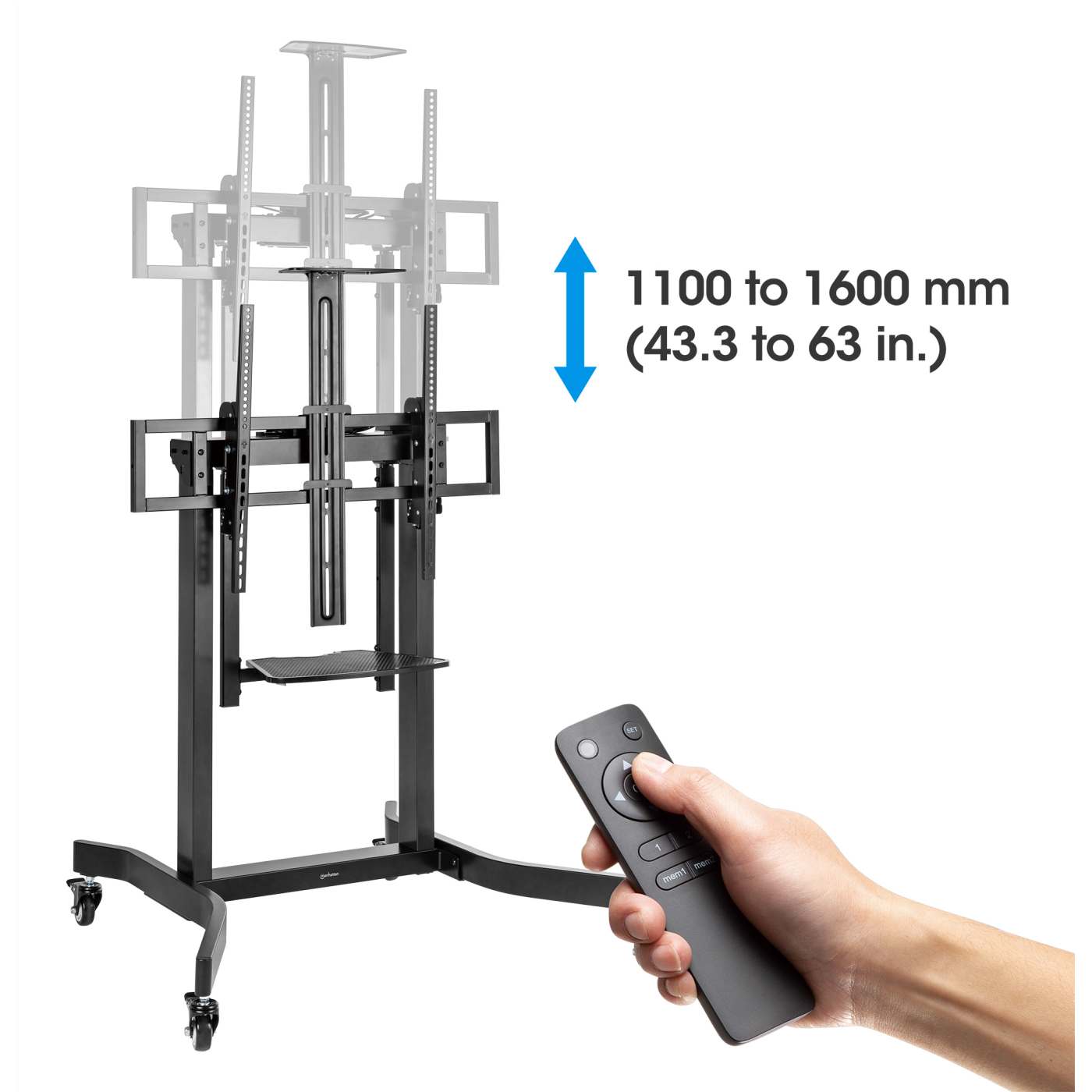 Motorized Height-Adjustable Multimedia TV Cart, for 55" to 100" Displays Image 7