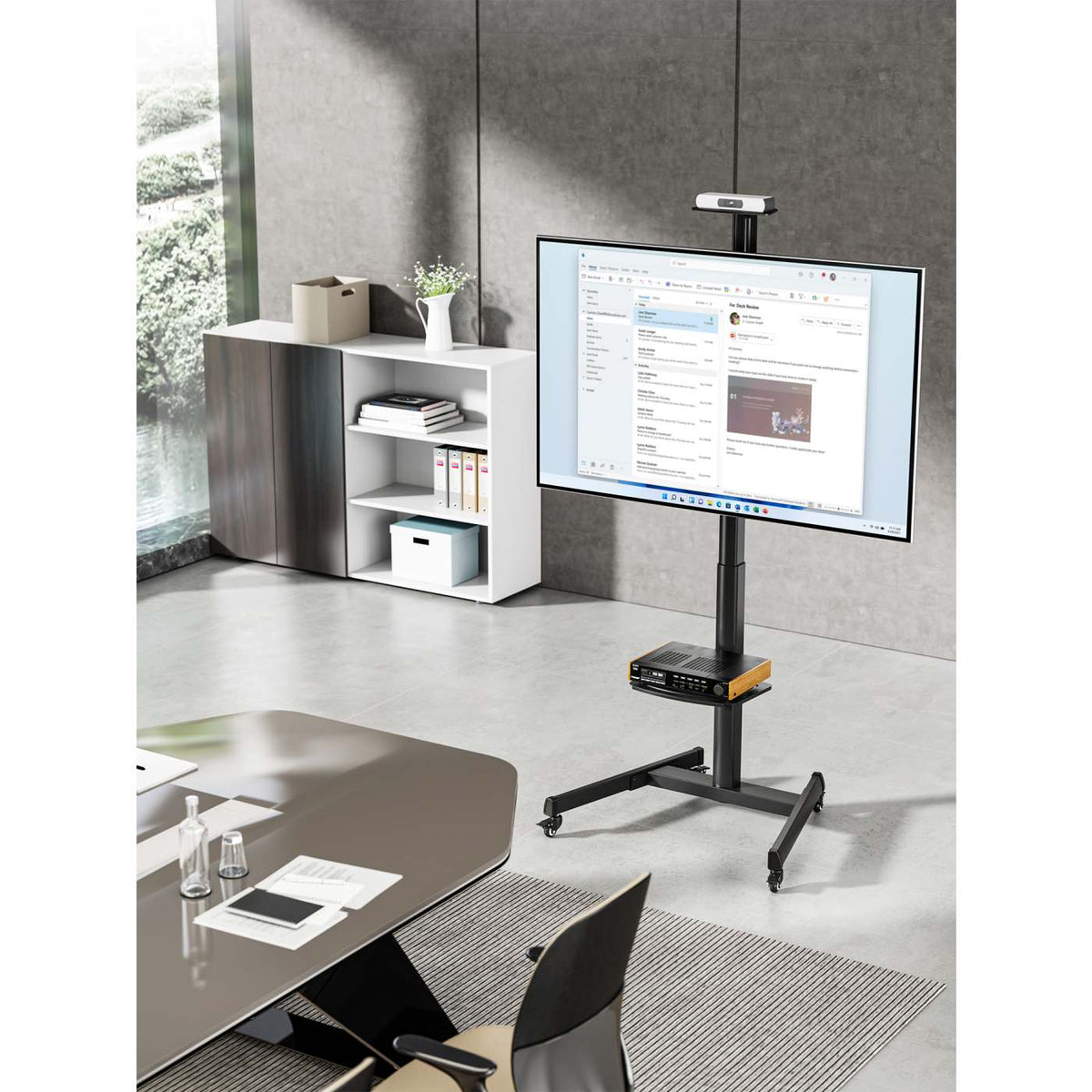 Multimedia TV Cart w/ Tool-Free Height Adjustment, for 37
