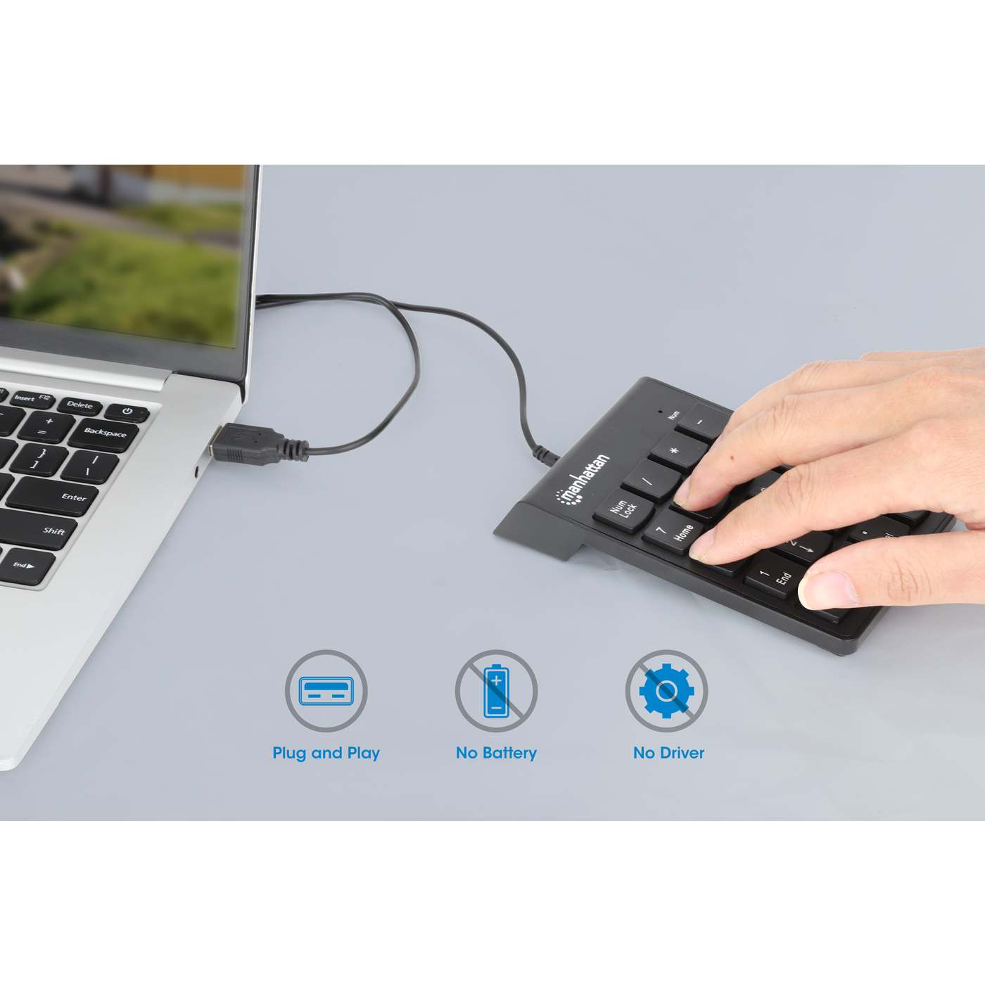 Manhattan Tastierino Numerico USB - 19 Tasti Per Notebook, Design Ultra Sottile E Portatile - Foto 3