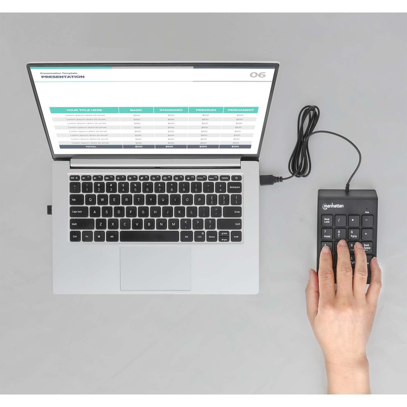 Manhattan Tastierino Numerico USB - 19 Tasti Per Notebook, Design Ultra Sottile E Portatile - Foto 9